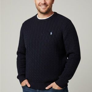 Polo Ralph Lauren Men's NAVY  Cable-Knit Crew Cotton Sweater XXL Preppy Academia